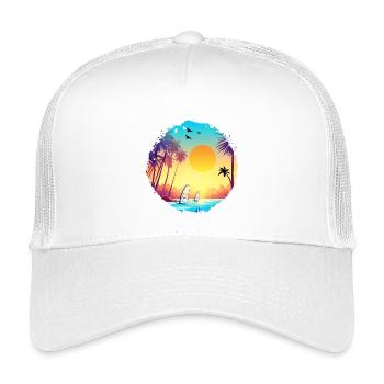 Summer Sunset Beach Watercolor - Kids’ Trucker Cap - white - Front