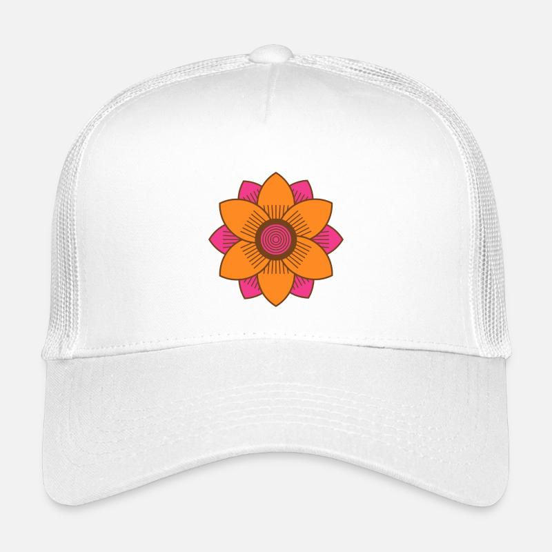Style rétro du milieu du siècle Rose et Orange Fleur Casquette trucker enfant