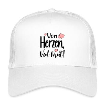 VON HERZEN - VIEL MUT SPRÜCHE - Kinder Trucker-Cap - Weiß - Vorne