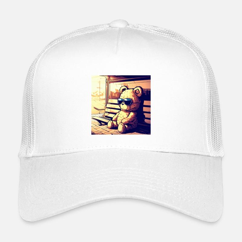 Teddy waiting Manga - Kinder Trucker-Cap - Weiß