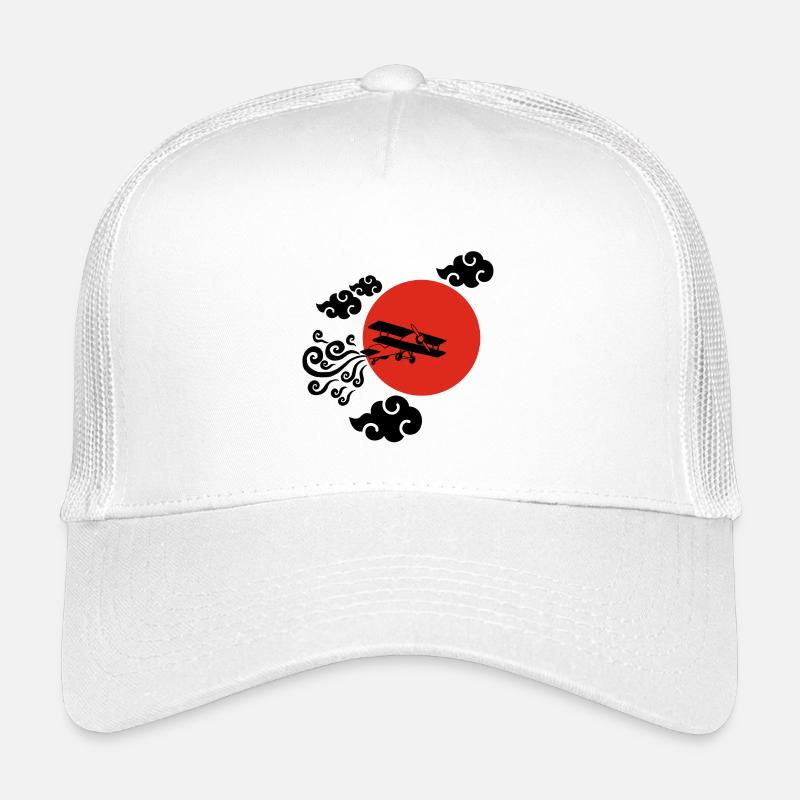 Avion noir et soleil rouge Casquette trucker enfant