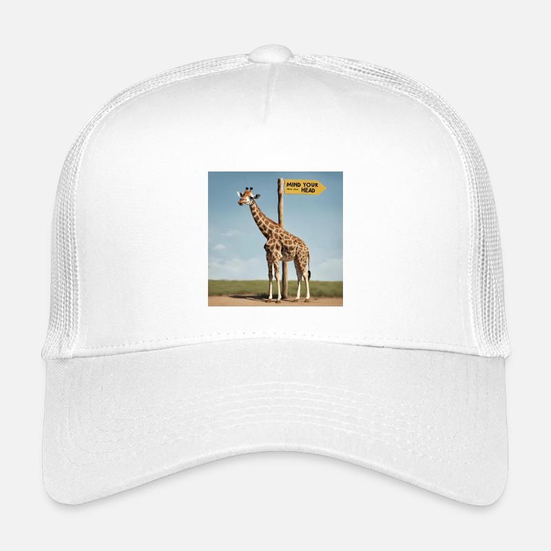 Giraffe Meme ''Mind your Head'' - Printflow - Kinder Trucker-Cap - Weiß