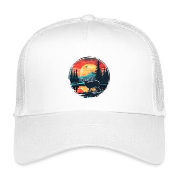 Belle conception de la nature avec des cerfs dans la forêt - Casquette trucker enfant - blanc - Devant