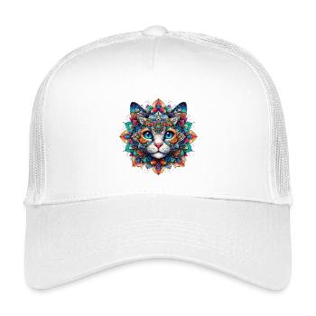 Katze mit Mandalas verziert - Kinder Trucker-Cap - Weiß - Vorne