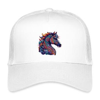 Cheval décoré de Mandalas - Casquette trucker enfant - blanc - Devant