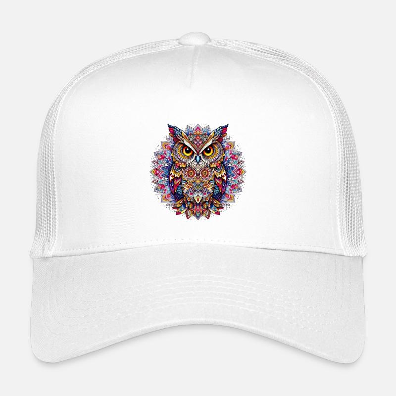 Eule mit Mandalas verziert - Kinder Trucker-Cap - Weiß