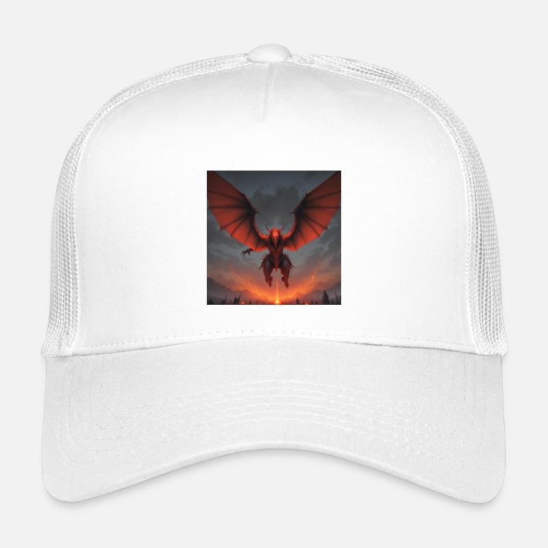 Rotdrache im Lavastrom - Kinder Trucker-Cap - Weiß