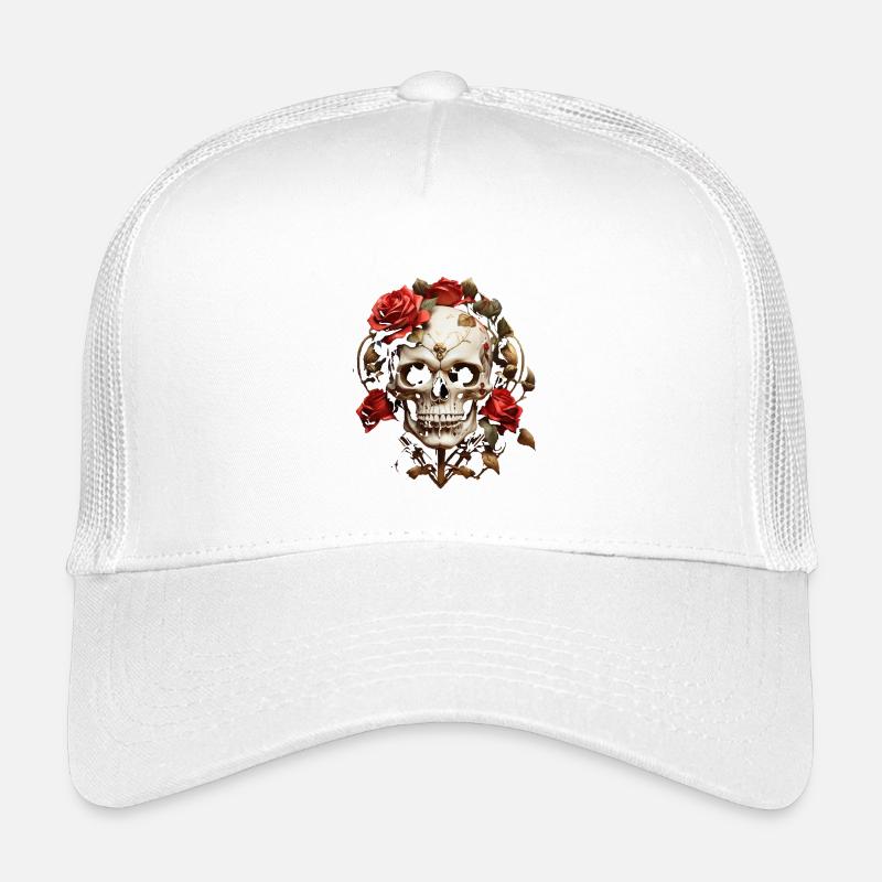 Rose Red Skull Wreath Kids’ Trucker Cap