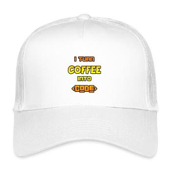 I turn coffee into code - Kids’ Trucker Cap - white - Front