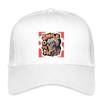 Squelette chauve avec texte souriant - Casquette trucker enfant - blanc - Devant
