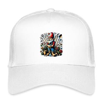 Nain de jardin coloré et vivant entouré d’outils - Casquette trucker enfant - blanc - Devant
