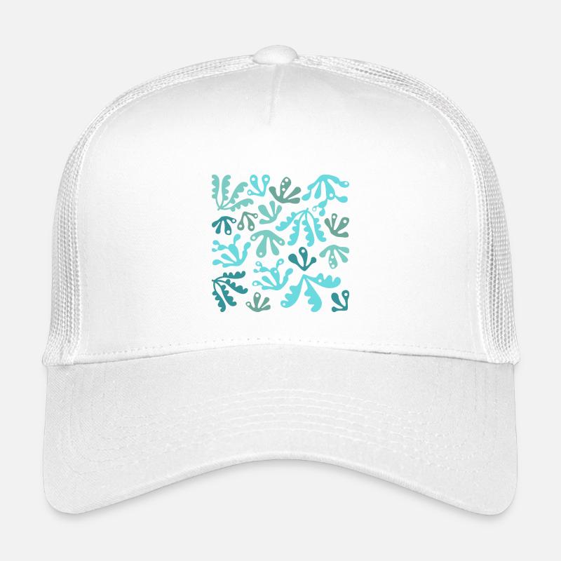 Abstract Coral L Blue Turquoise Tones Kids’ Trucker Cap