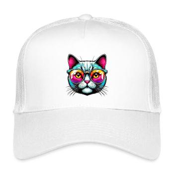 Kater mit Sonnenbrille - Kinder Trucker-Cap - Weiß - Vorne
