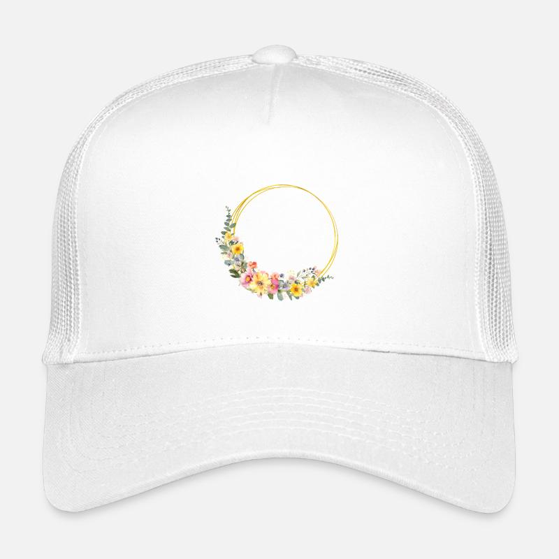 Colorful, flower wreath, customizable Kids’ Trucker Cap