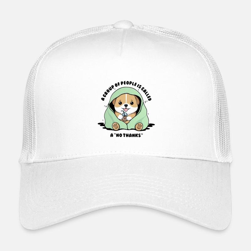 Minty Pup Under Blanket Sipping Drink Kids’ Trucker Cap