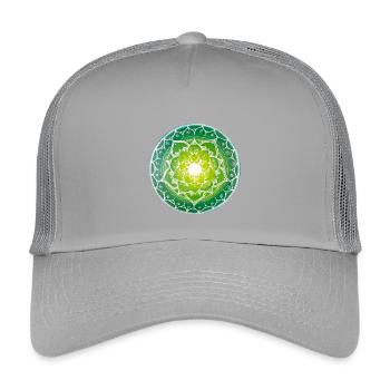 Green mandala with spiritual pattern - Kids’ Trucker Cap - light grey - Front