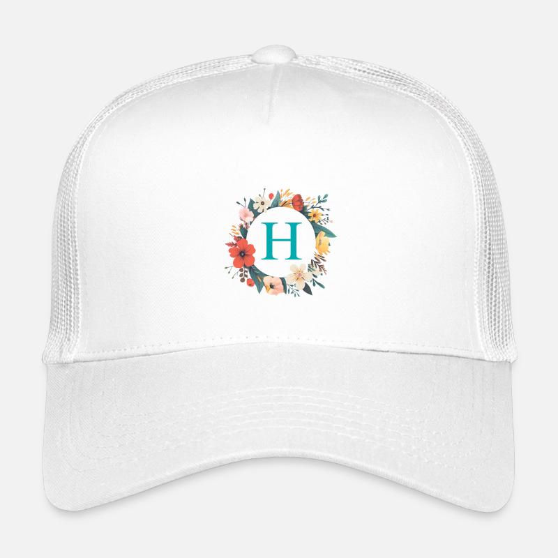 H Monogram, Flower Wreath, Personalizable Kids’ Trucker Cap
