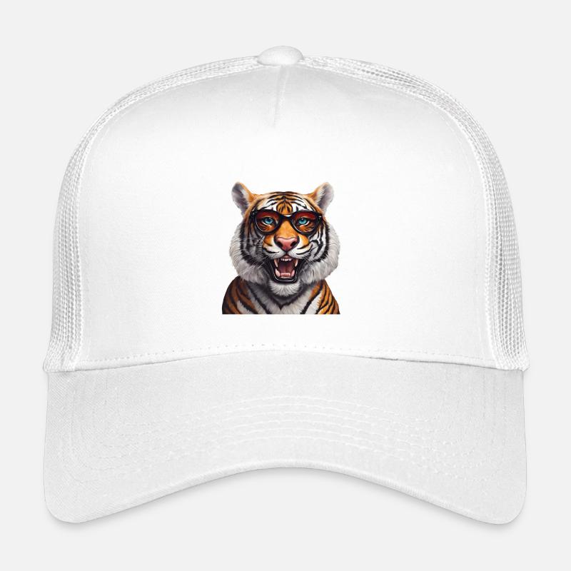 Intelligenter Tiger mit Brille Design - Kinder Trucker-Cap - Weiß