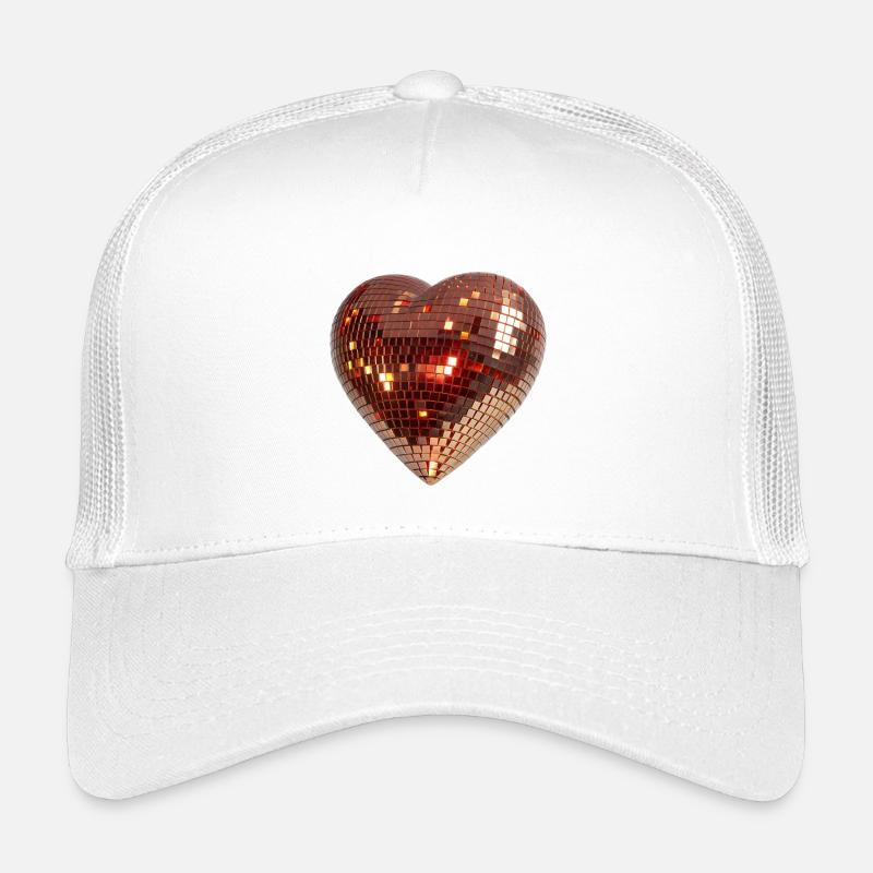 Coeur de discothèque, boule disco en forme de coeur Casquette trucker enfant
