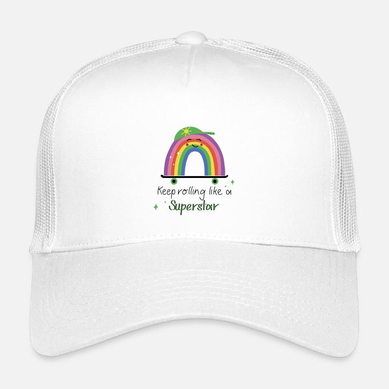 Keep Rolling Like a Superstar - Regenbogen Skate Kinder Trucker-Cap