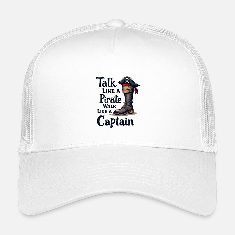 Talk Like a Pirate, Walk Like a Captain - Kids’ Trucker Cap - white