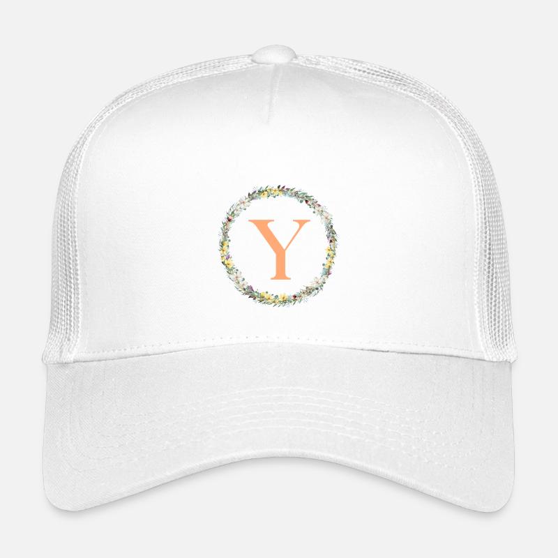Monogramme Y, Couronne de fleurs, Personnalisable Casquette trucker enfant