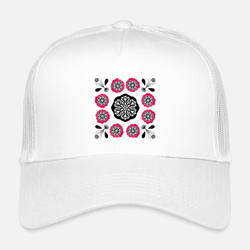 Flowerpower black and pink - Kinder Trucker-Cap - Weiß