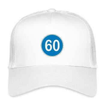 60e anniversaire , 60 ans , Panneau de signalisation bleu - Casquette trucker enfant - blanc - Devant