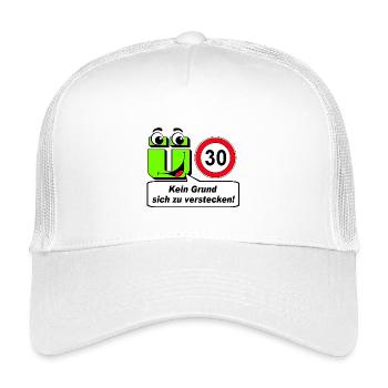 30. Geburtstag ,Ü30 Kein Grund sich zu verstecken - Kinder Trucker-Cap - Weiß - Vorne