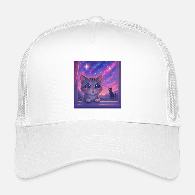 Kosmische Katze mit Sternenaugen Kinder Trucker-Cap