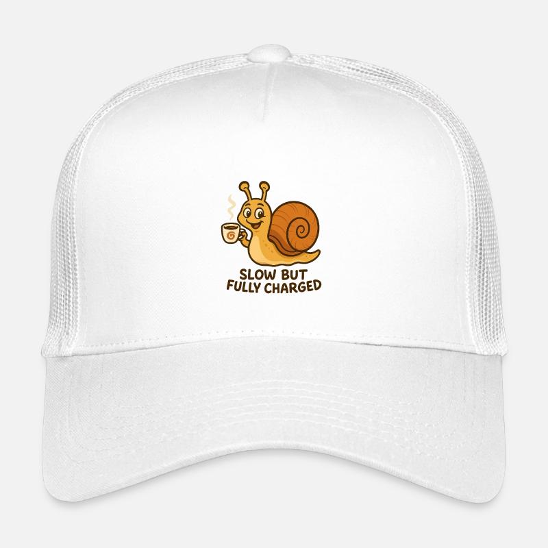 Lustige Schnecke mit Kaffee - Kinder Trucker-Cap - Weiß