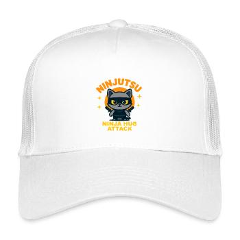 Ninja Cat Attack - Kids’ Trucker Cap - white - Front