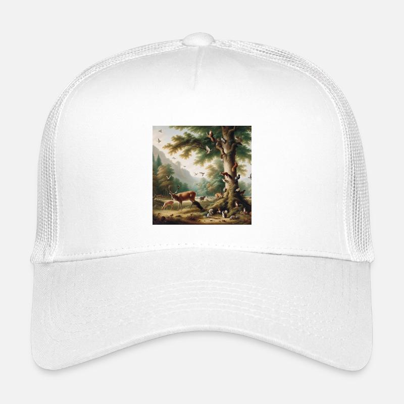 Forest scene with deer and nature Kids’ Trucker Cap