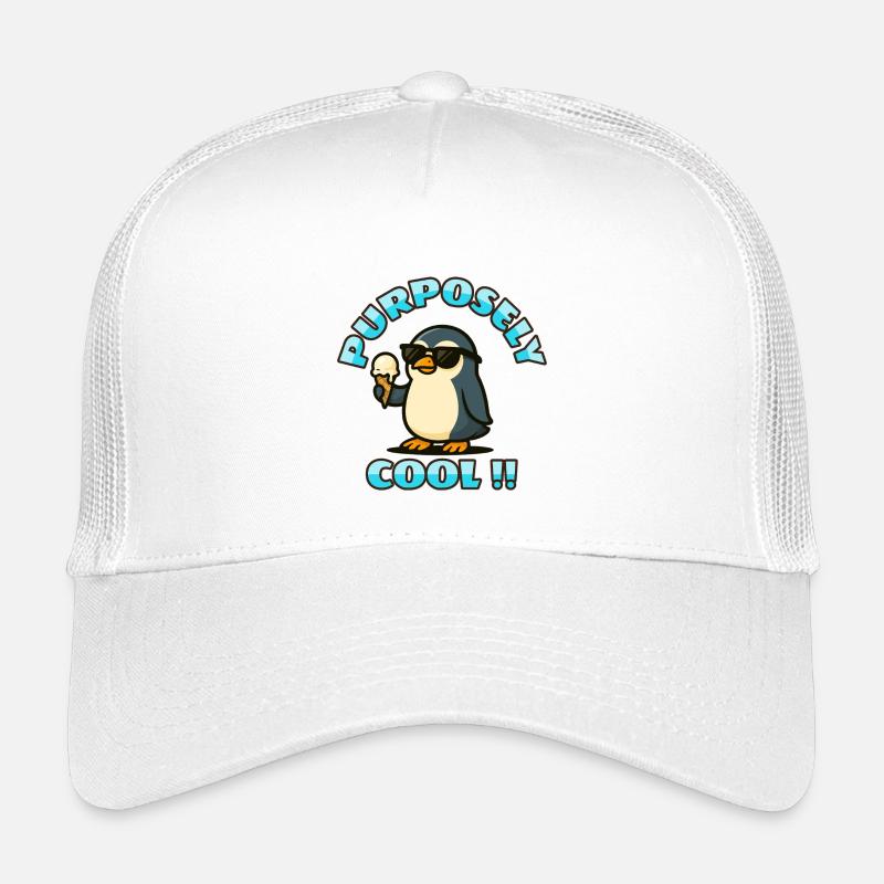 Cooler Pinguin mit Eis - Kinder Trucker-Cap - Weiß