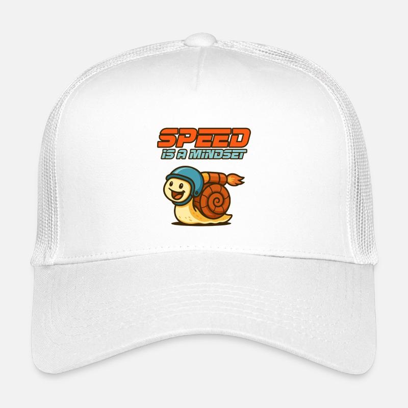 Denk schnell – Schnecke mit Helm - Kinder Trucker-Cap - Weiß