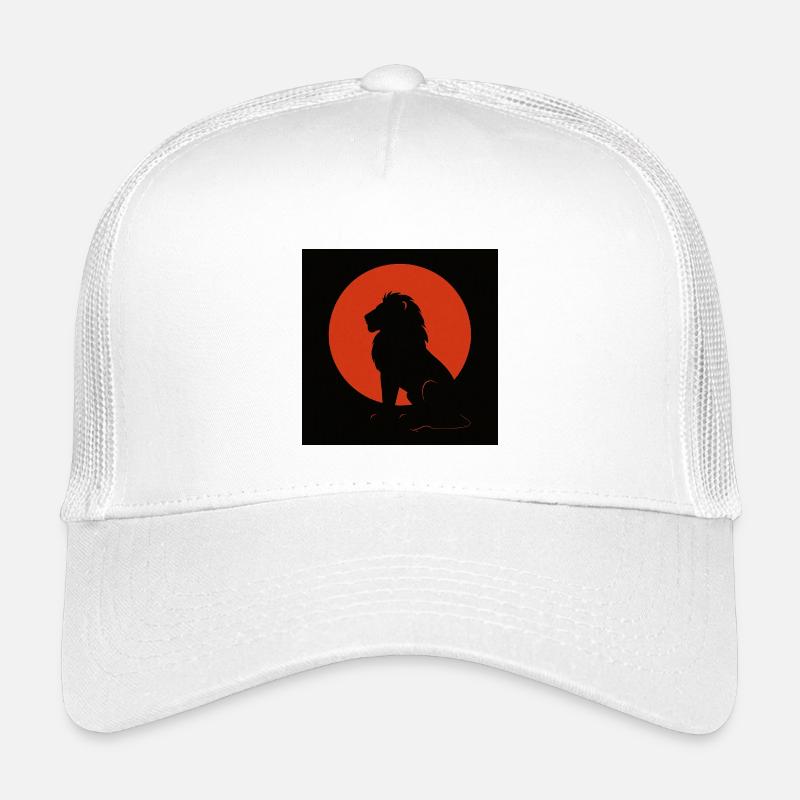 Löwen-Silhouette im Sonnenkreis - Kinder Trucker-Cap - Weiß