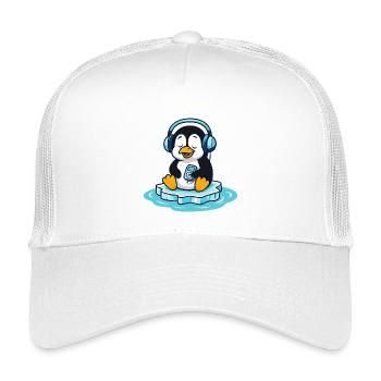 Pingouin mélomane avec des écouteurs - Casquette trucker enfant - blanc - Devant