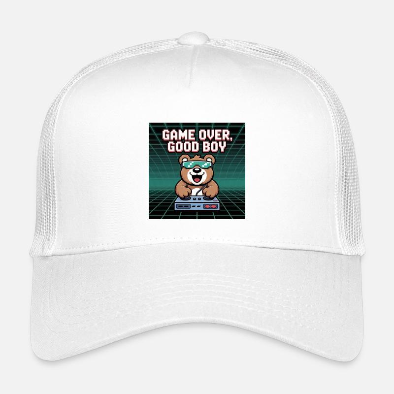 Retro Gaming Cute DJ Bear Kids’ Trucker Cap
