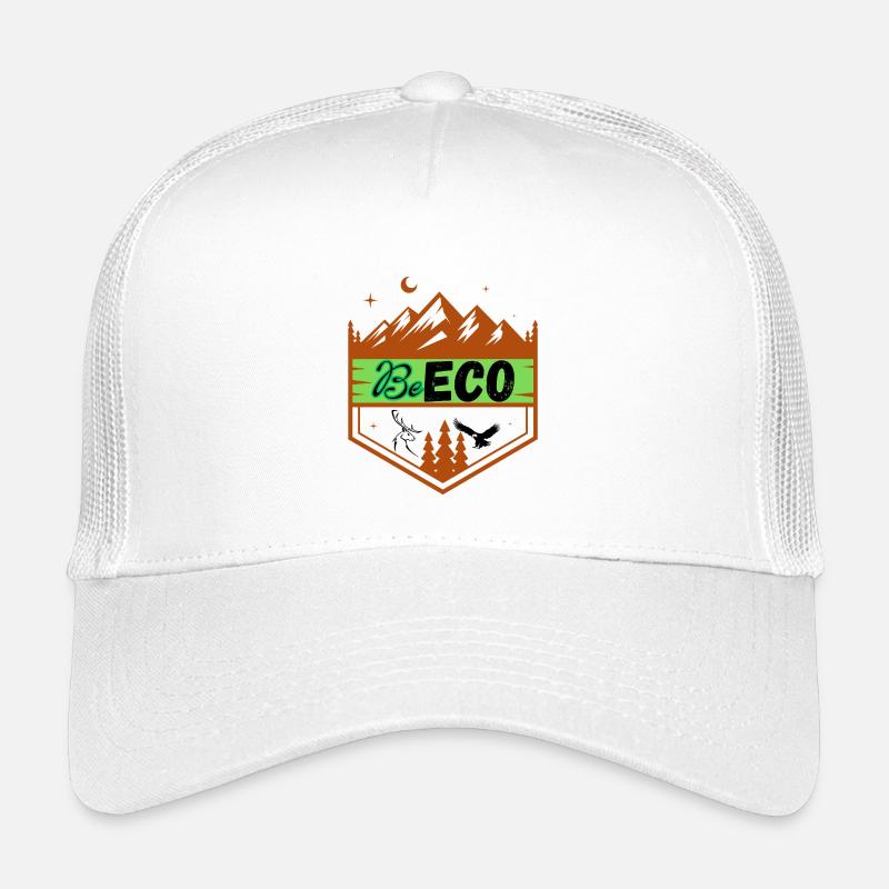 Ecoogamic logo with Mountain Theme and Mountains - Kids’ Trucker Cap - white