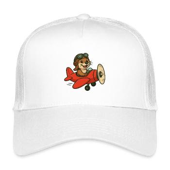 Abenteuerlicher Otter im Flugzeug - Kinder Trucker-Cap - Weiß - Vorne