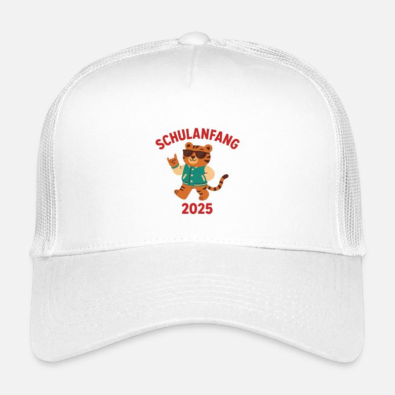 Schulanfang 2025 Tiger - Kinder Trucker-Cap - Weiß
