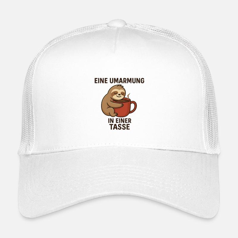 Niedlicher Faultier mit Kaffeetasse - Kinder Trucker-Cap - Weiß