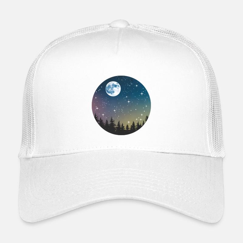 Himmlisches Nachtwaldmuster - Kinder Trucker-Cap - Weiß