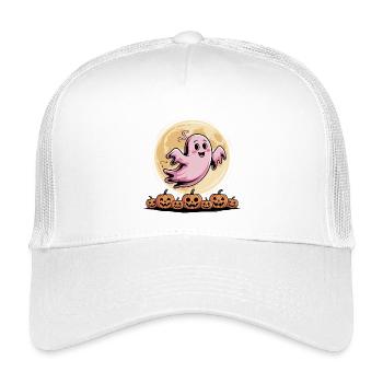 Pink Ghost Halloween Breast Cancer Awareness - Kids’ Trucker Cap - white - Front