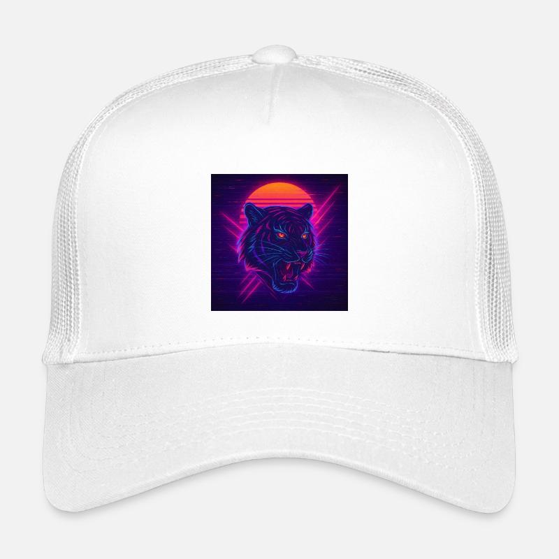 Neon Sunset Cat Kids’ Trucker Cap