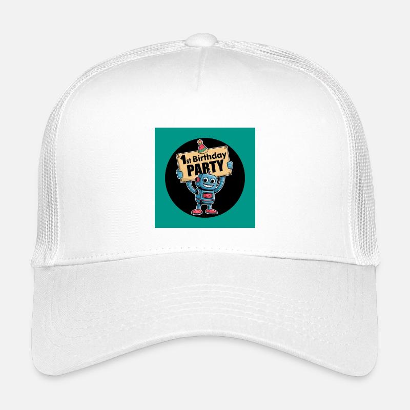 Motif de célébration du 1er anniversaire robotique Casquette trucker enfant