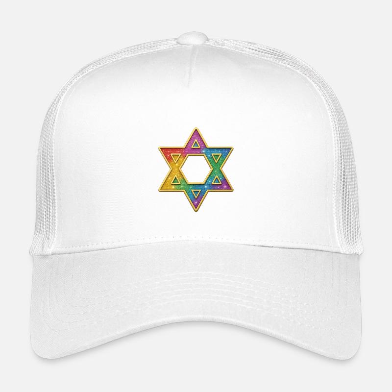 Davidstern | Regenbogen Glitzer Davidstern Kinder Trucker-Cap