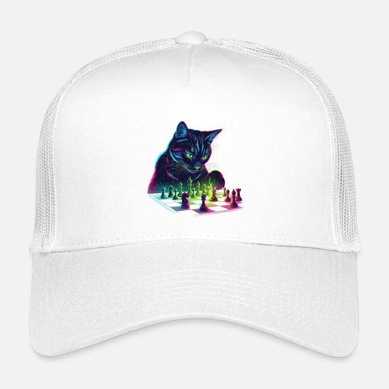 Neon Schwarzer Katzen-Schach-Design Kinder Trucker-Cap