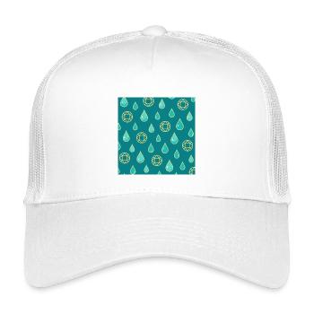 Wasserfester Schmuck – Tropfen- und Rautenmuster - Kinder Trucker-Cap - Weiß - Vorne