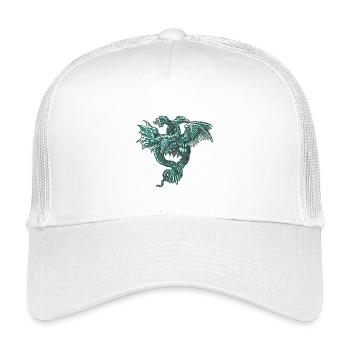 Mythical medieval dragon in bluish colors - Kids’ Trucker Cap - white - Front